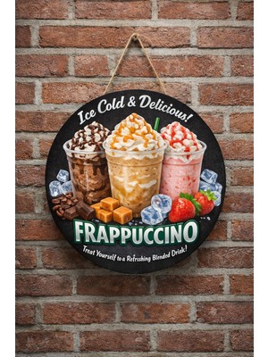 Mayeka Cafe Restoran Için Frappuccino Kahve Duvar Kapı Tablo Süsü Ahşap Askılı Pano Tabela No 11
