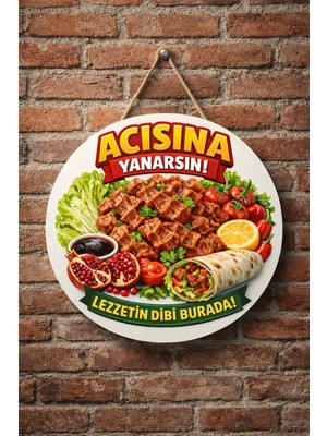 Mayeka Çiğ Köfte Dükkanı Için Duvar Kapı Tablo Süsü Ahşap Askılı Pano Tabela No 8
