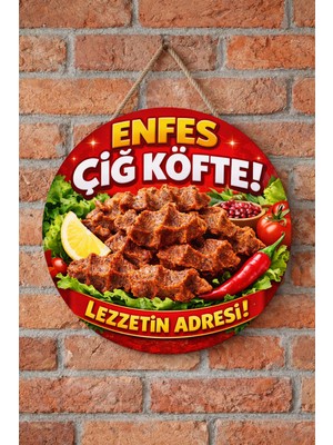 Mayeka Çiğ Köfte Dükkanı Için Duvar Kapı Tablo Süsü Ahşap Askılı Pano Tabela No 16