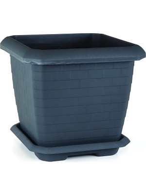 Leaf Shop Saksı No:3 Tabaklı 37 Cm, 25,5 Litre Antrasit