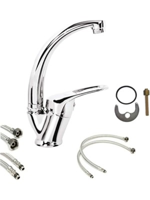 Leaf Shop Soğuk Çift Su Girişli Mix Kuğu Banyo Lavabo Musluğu Çeşmesi Bataryası