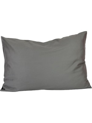 Leaf Shop Pamuk Saten Yastık Kılıfı (Antrasit)