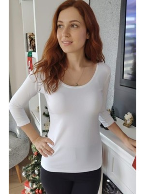 Teen Blood Kadın Beyaz Truvakar Kol Balerin Yaka Body