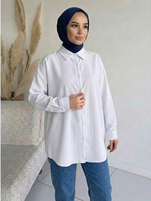 Foremia Kendinden Çizgili Tunik-Ekru -