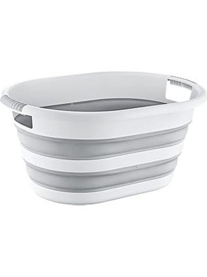 Leaf Shop Çamaşır Sepeti, 25 Litre, Gri-Beyaz