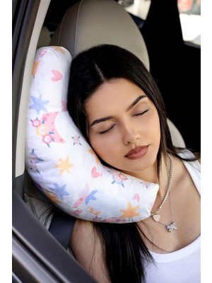 Leaf Shop Boyun Yastığı Ortopedik Araba Otobüs Uçak Yolculuk Yastığı Yıldız Desen 30 x 10 Kurtçuk Yastık Yıldız