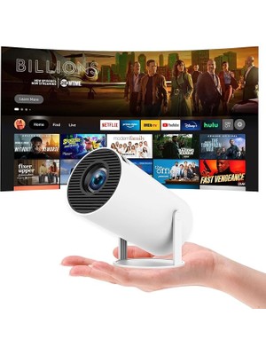 Leaf Shop Projektör 4K Taşınabilir Projektör Video Projektörü Wifi 6 Android 11 Retroprojector 1080P Full Hd Telefon Pc Lap HDMI Ev Sineması 180° Döndürme (HY300PRO)
