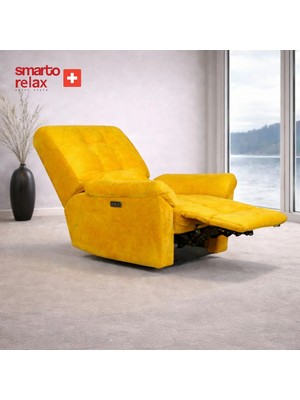 Smarto TV Koltuğu Berjer PORTO Comfort –, Elektrikli Kademeli Sırt Dayama, Ergonomik Tasarım, Kontrol Panelli, Dekoratif Tekli Koltuk (Salon/Oturma Odası)
