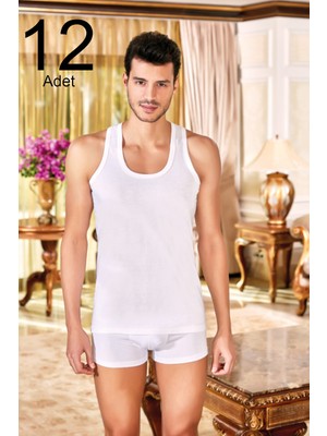 Berrak Erkek Beyaz 12'li Paket 1004 %100 Pamuk Klasik Penye Atlet-Beyaz-2xl