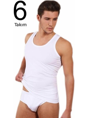 Berrak Erkek Beyaz 6'lı Paket Klasik Atlet Külot Takım ELF568BER1020B10506-BEYAZ-3XL
