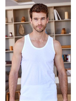 Berrak 3 Adet Erkek Askılı Beyaz Atlet 1020 % 100 Pamuk Battal Seçenekli-Beyaz-Xl