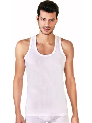 Berrak 6lı Paket Erkek Beyaz Pamuklu Penye Atlet-Beyaz-3xl