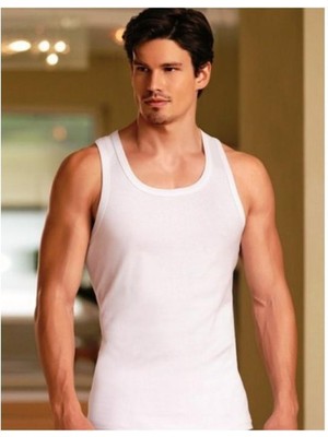 Berrak 1020 Erkek Askılı Atlet %100 Pamuklu Geniş Kesim 4 Lü Paket-Beyaz-Xs