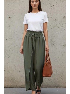 Mossta Rahat Kesim Bağcıklı Aerobin Pantolon - Haki