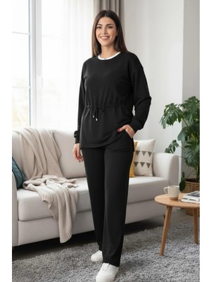 Mossta Bel Büzgülü Günlük Takım - Siyah