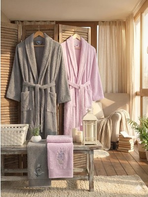 Zena Antrasit Leylak Havlulu Bornoz