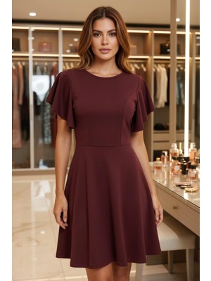 Mossta Bordo Basic Mini Elbise