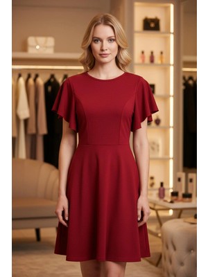 Mossta Kırmızı Rahat Kesim Mini Elbise