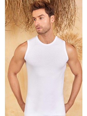 Berrak Erkek Likralı Süprem Kolsuz Atlet-Beyaz-M