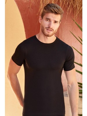 Berrak 1024 Erkek Likralı Süprem Kısa Kol Bisiklet Yaka Atlet-Beyaz-S