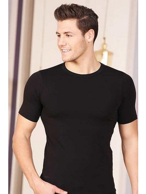 Berrak Erkek Likralı Süprem Bisiklet Yaka Fanila 1024 3'lü Paket-Siyah-M