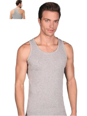 Berrak Likralı Pamuk Sporcu Erkek Atlet 6lı-Gri-L