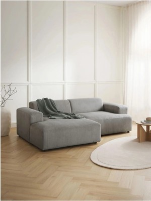 S Home Design Concept Molly Mini 2 Modül Kanepe Köşe Koltuk, Sol Köşe, Fitilli Gri 210X145 cm