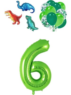 Leaf Shop Gitti Dinazor Set; Rakam Folyo, 3 Adet Mini Dinazor ve 10 Lu Balon (6)
