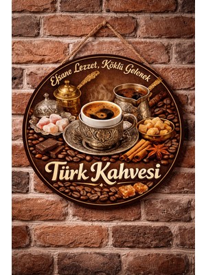 Mayeka Cafe Restoran Için Türk Kahvesi Kahve Duvar Kapı Tablo Süsü Ahşap Askılı Pano Tabela No 3