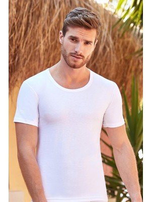 Berrak Erkek Süprem Pamuk Yuvarlak Yaka Kısa Kol Fanila 6 Lı Atlet BERRAK-1002-BEYAZ-L