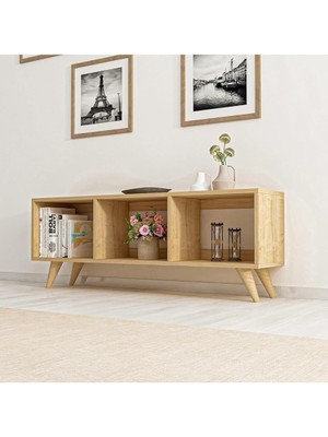 Leaf Shop Dizayn Tina Açık Raflı Tv Sehpası Safir Meşe