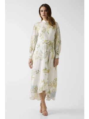 Guess Miriam Kemerli Uzun Kollu Maksi Kadın Çok Renkli Elbise W6GKALW2703-PMMA
