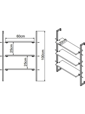 Leaf Shop Duvara Monte Kitaplık, Raf (Çam)