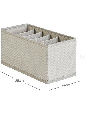Leaf Shop Home Textile 6 Bölmeli Balıksırtı Çekmece Içi Düzenleyici Kutu 13 x 28 x 13 cm