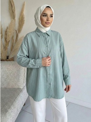 Foremia Kendinden Çizgili Tunik-Mint -