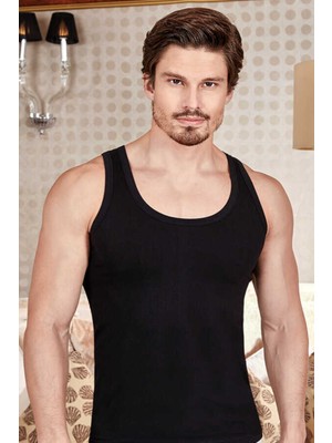 Berrak Erkek Siyah Likralı Süprem 4 Adet Atlet 1030-SİYAH-S