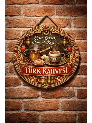 Mayeka Cafe Restoran Için Türk Kahvesi Osmanlı Kahve Duvar Kapı Tablo Süsü Ahşap Askılı Pano Tabela No 28