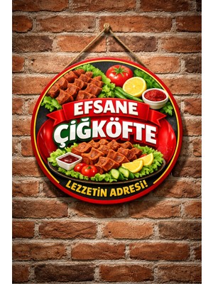 Mayeka Çiğ Köfte Dükkanı Için Duvar Kapı Tablo Süsü Ahşap Askılı Pano Tabela No 3