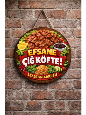 Mayeka Çiğ Köfte Dükkanı Için Duvar Kapı Tablo Süsü Ahşap Askılı Pano Tabela No 9
