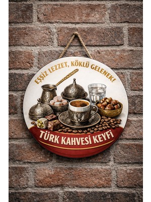 Mayeka Cafe Restoran Için Türk Kahvesi Kahve Duvar Kapı Tablo Süsü Ahşap Askılı Pano Tabela No 34