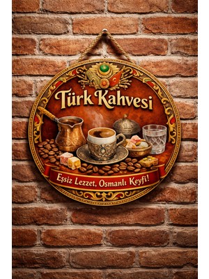 Mayeka Cafe Restoran Için Türk Kahvesi Osmanlı Kahve Duvar Kapı Tablo Süsü Ahşap Askılı Pano Tabela No 14