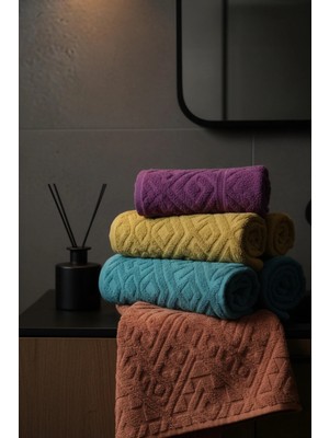 DNZGÜLCAN %100 Pamuk Otantik Desenli 4’lü El ve Yüz Havlu Seti 50X90 cm