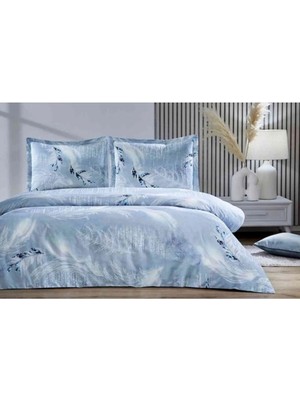 Özdilek Nevresim Takımı Fitted Çarşaflı Ranforce Tek Kişilik Mavi Sılver Snow