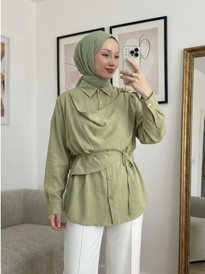 Foremia Omuz Toka Detay Aller Tunik-Yağ Yeşili -