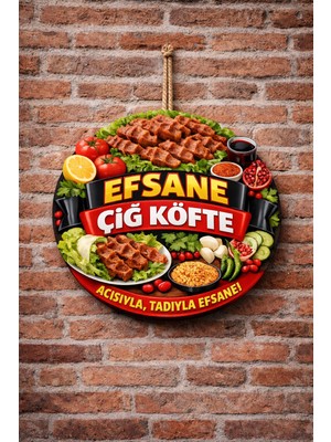 Mayeka Çiğ Köfte Dükkanı Için Duvar Kapı Tablo Süsü Ahşap Askılı Pano Tabela No 11