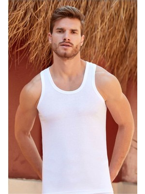 Berrak Erkek Atleti Beyaz Klasik 6 Adet 1004 %100 Pamuk-Beyaz-51