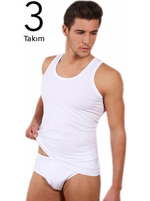 Berrak Erkek Beyaz 3'lü Paket Klasik Atlet Külot Takım ELF568BER1020B10503-BEYAZ-3XL