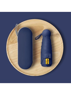 Eleven Markets 6 Telli Mini Cepboy Kapsullü Şemsiye -Lacivert