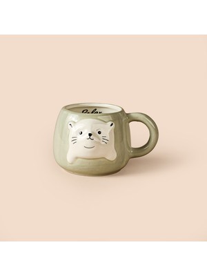 Evidea Kitchen Relax Fok Desenli Seramik Kupa - Beyaz - 500 ml