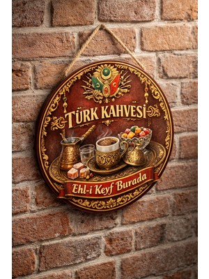 Mayeka Cafe Restoran Için Türk Kahvesi Osmanlı Kahve Duvar Kapı Tablo Süsü Ahşap Askılı Pano Tabela No 15